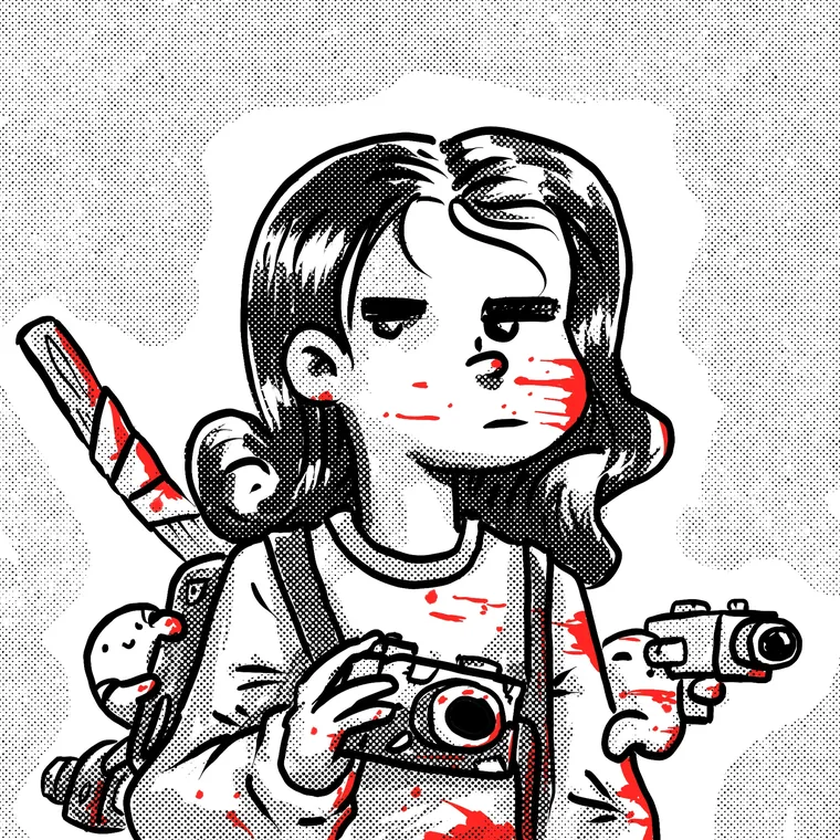 Julie, camera and blood