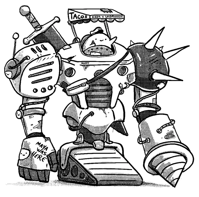 Mecha with a taco stand