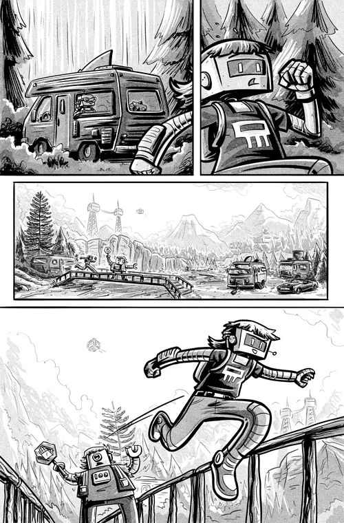 Bridge jump in ink