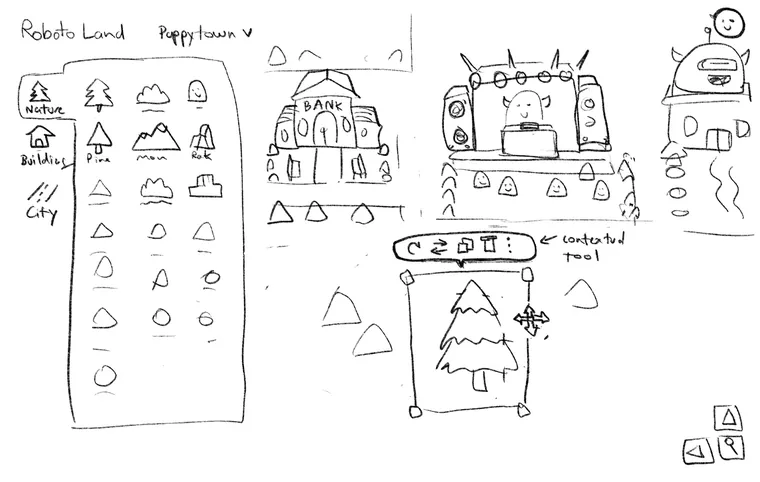 Roboto Land UI sketch