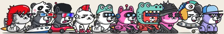 Robopets in a line