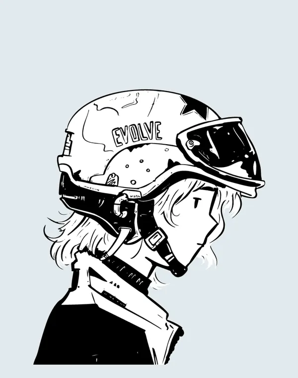 Evolve helmet, eyes forward