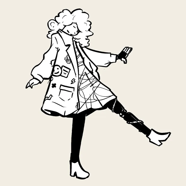 One leg up, phone out